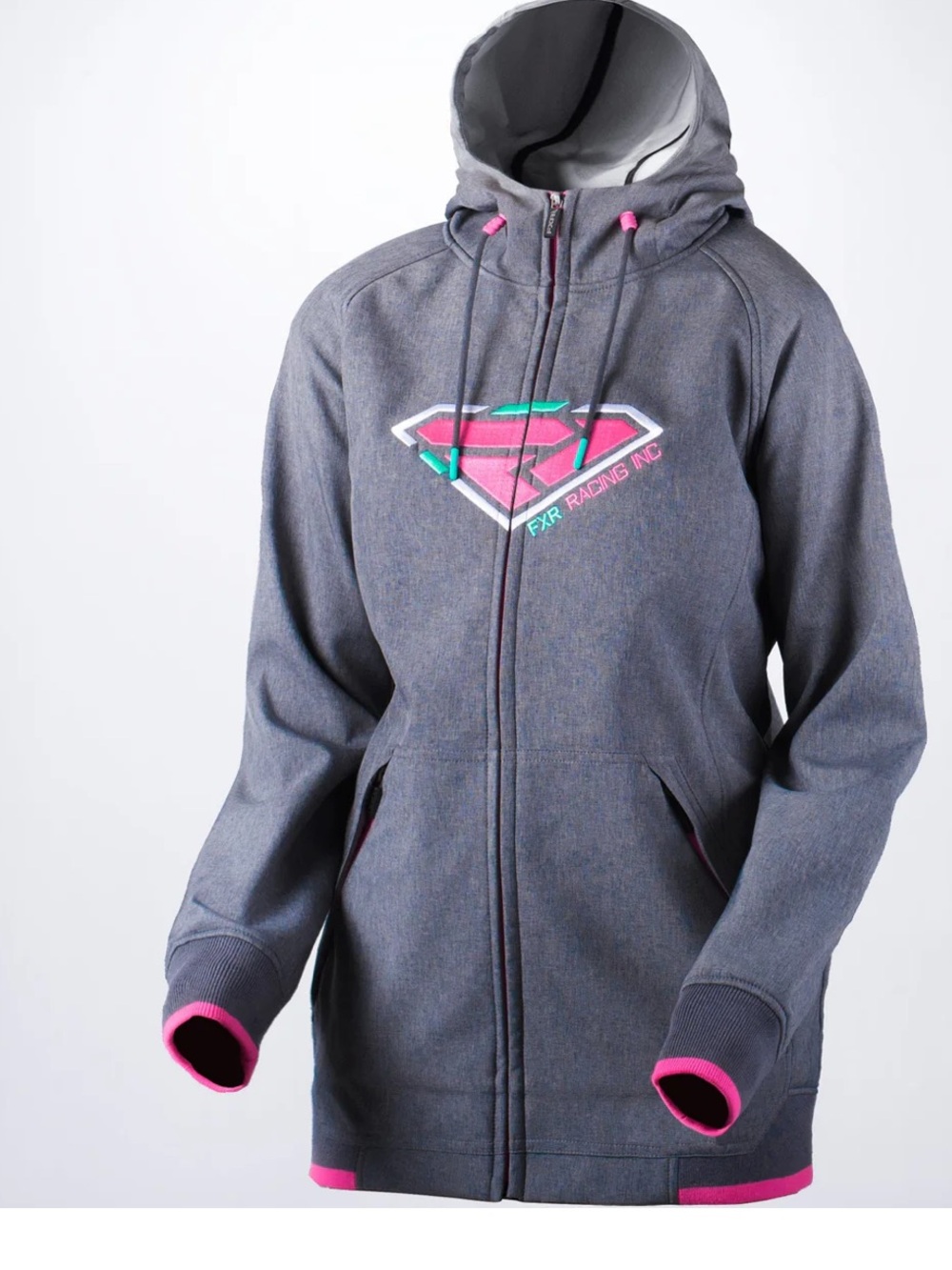 FXR WOMEN'S ICONIC SOFTSHELL JACKET : Grey Heather/Elec Pink size Xsmall
